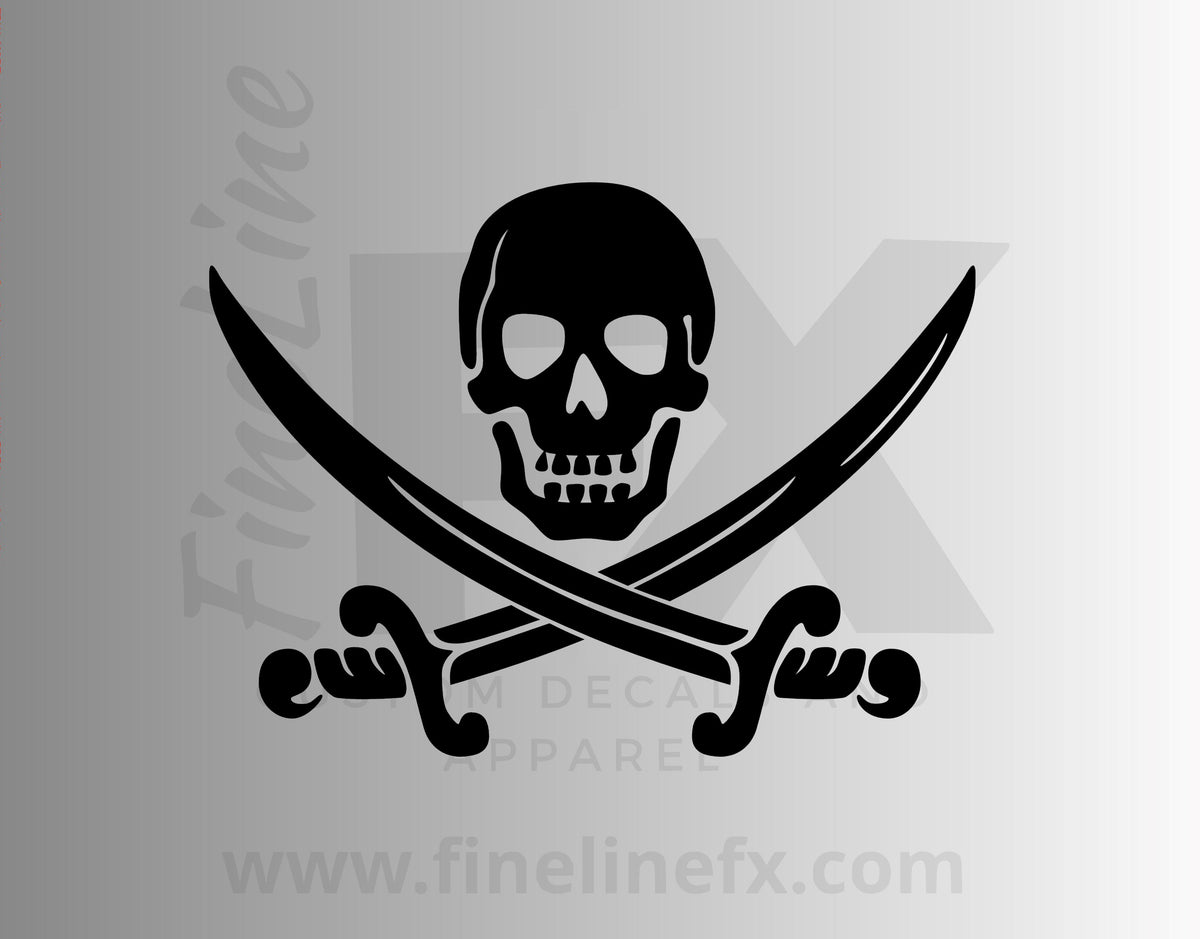 Skull Crossed Swords Flag - Reflective Sticker at Sticker Shoppe