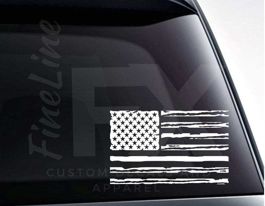 Distressed American Flag Vinyl Decal Sticker