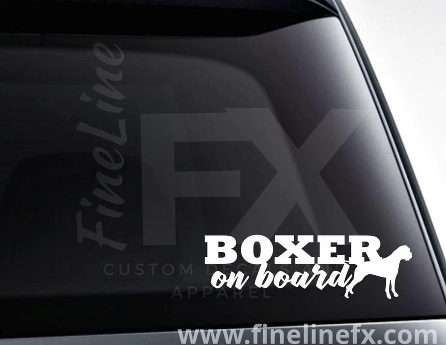 Boxer Dog On Board Vinyl Car Decal Sticker – FineLineFX Vinyl Decals & Car  Stickers