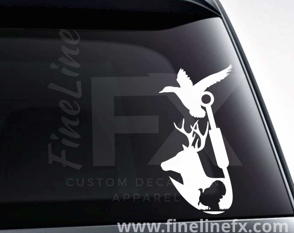 Deer, Turkey, Duck and Fishing Hook Vinyl Decal Sticker / Hunting