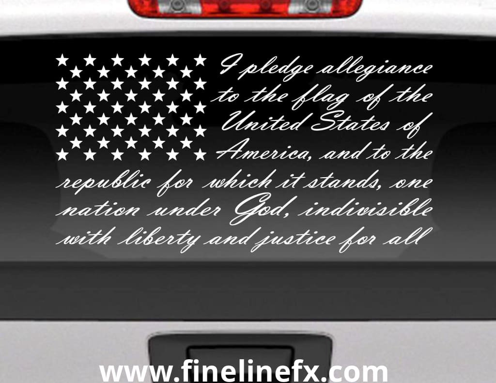Pledge Of Allegiance American Flag Vinyl Decal Sticker for Cars Trucks and  More.